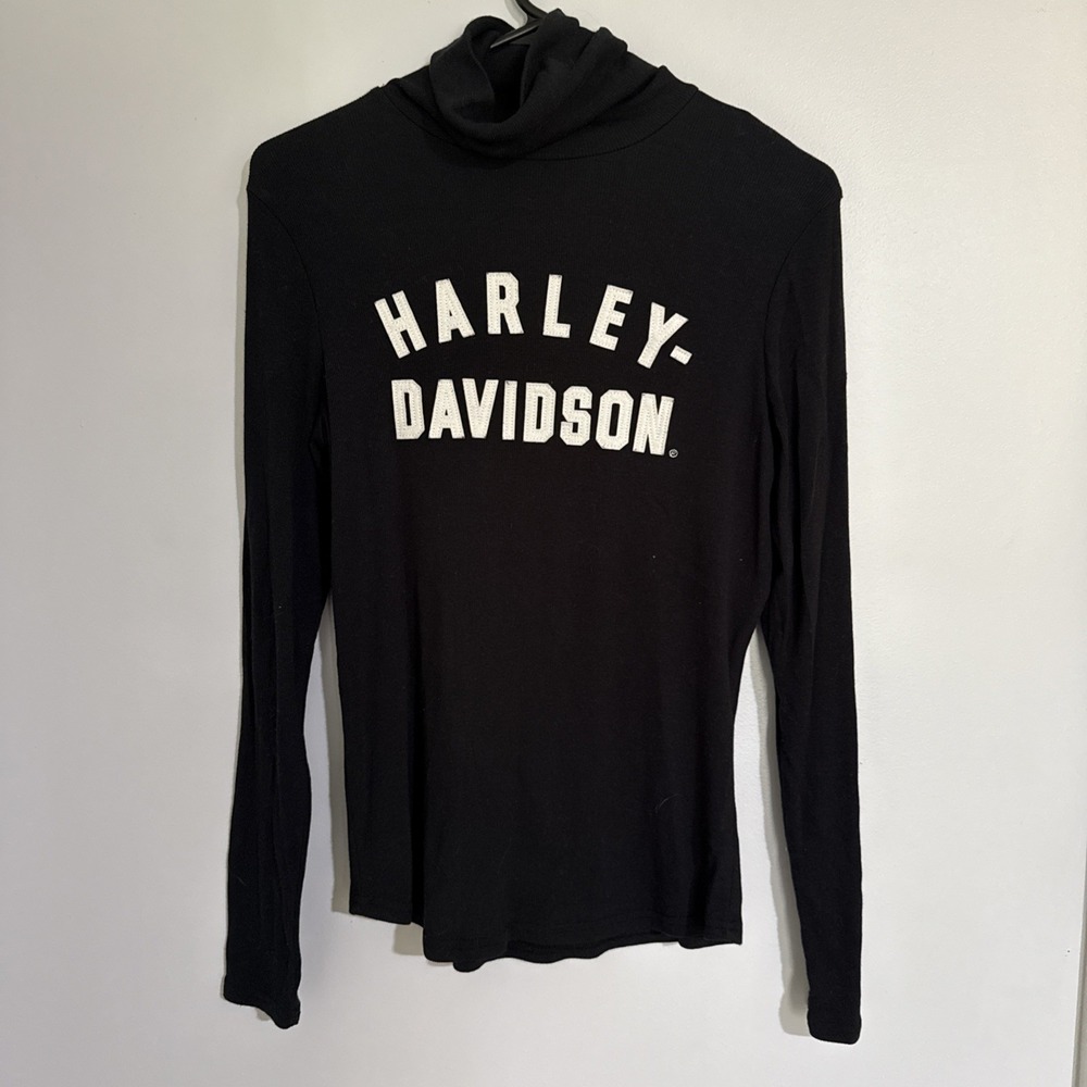 Harley-Davidson Black Beauty Turtleneck Shirt Women Size M